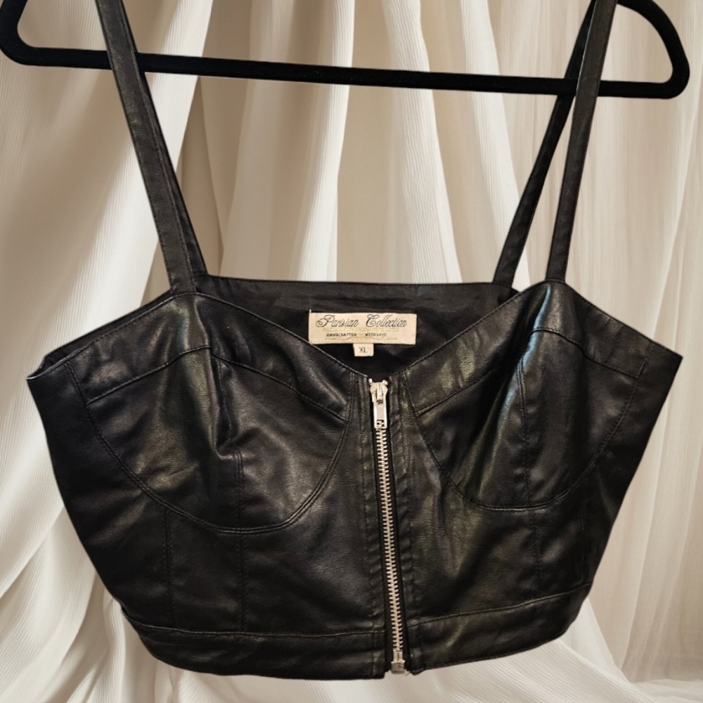 Parisian Collection Faux Leather Women's XL Corset Top